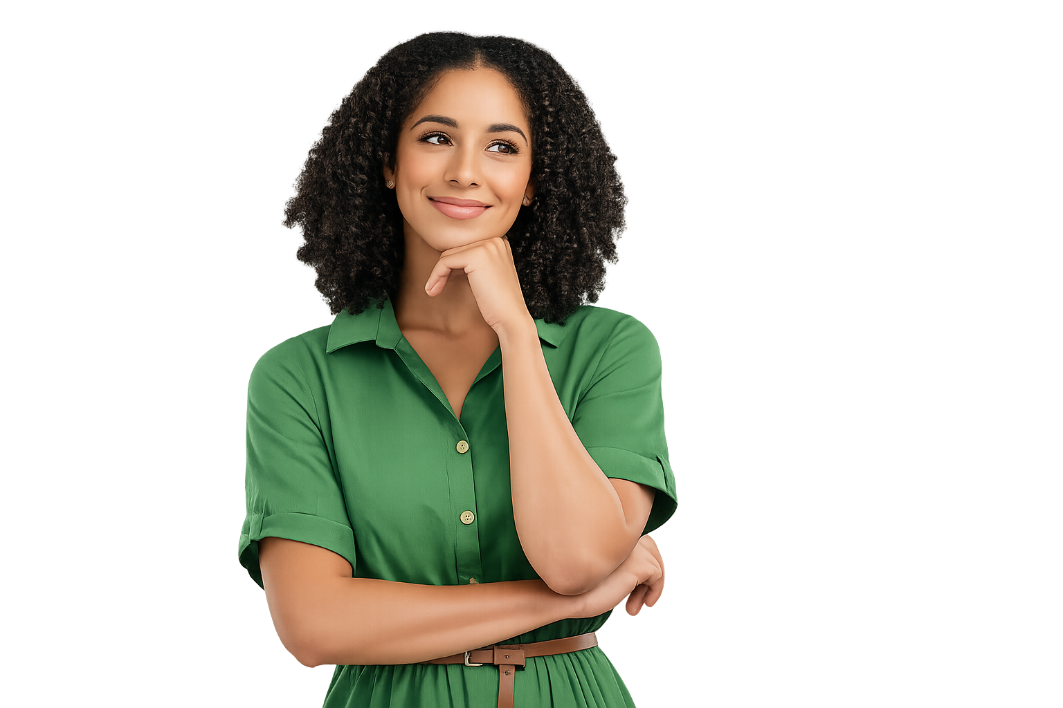 Woman pointing upward